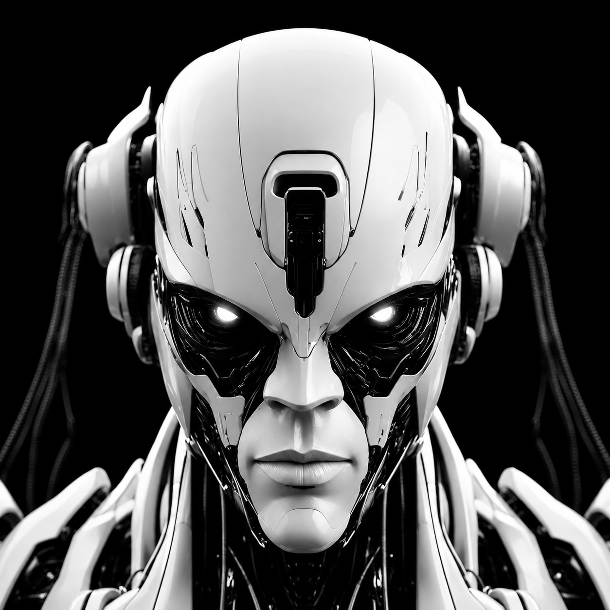 White and black EJFX-GENIUS V10.5 robot portrait